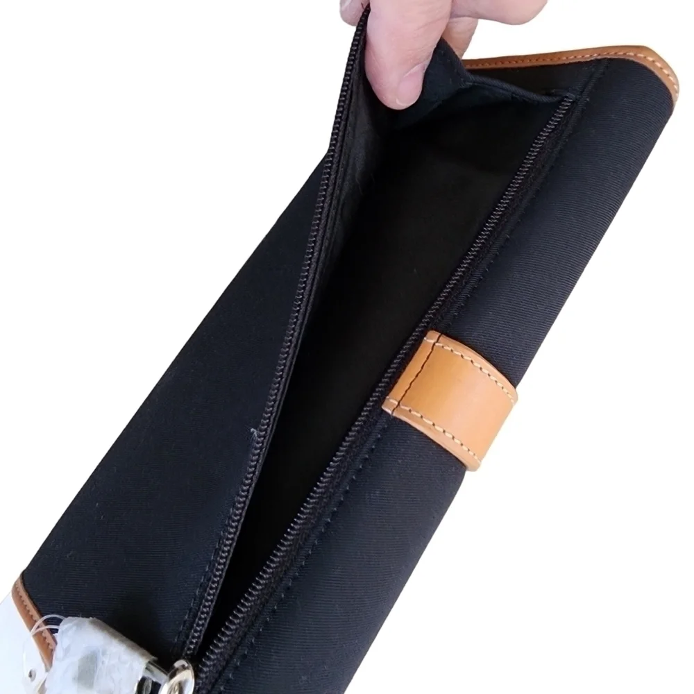 New Talbots Black and Tan Vinyl Leather Wallet